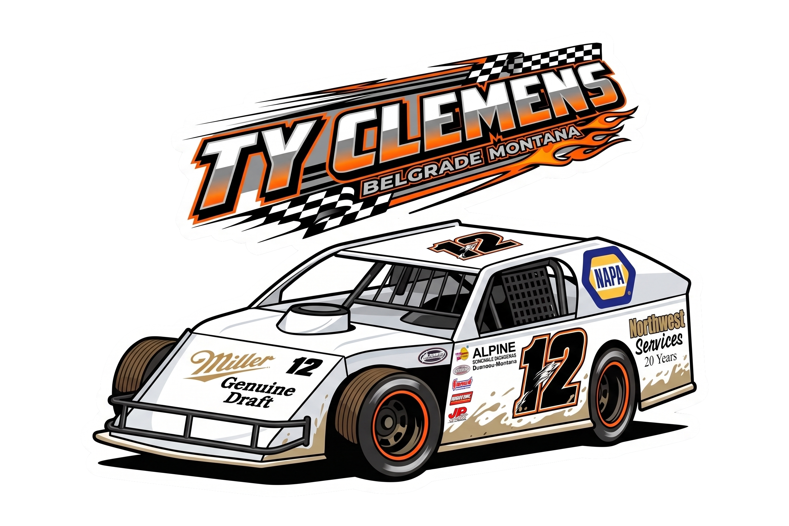 2in RaceBall Stickers